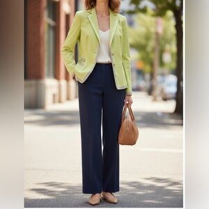 Akris Punto Colorblock Lime Blazer Size 12